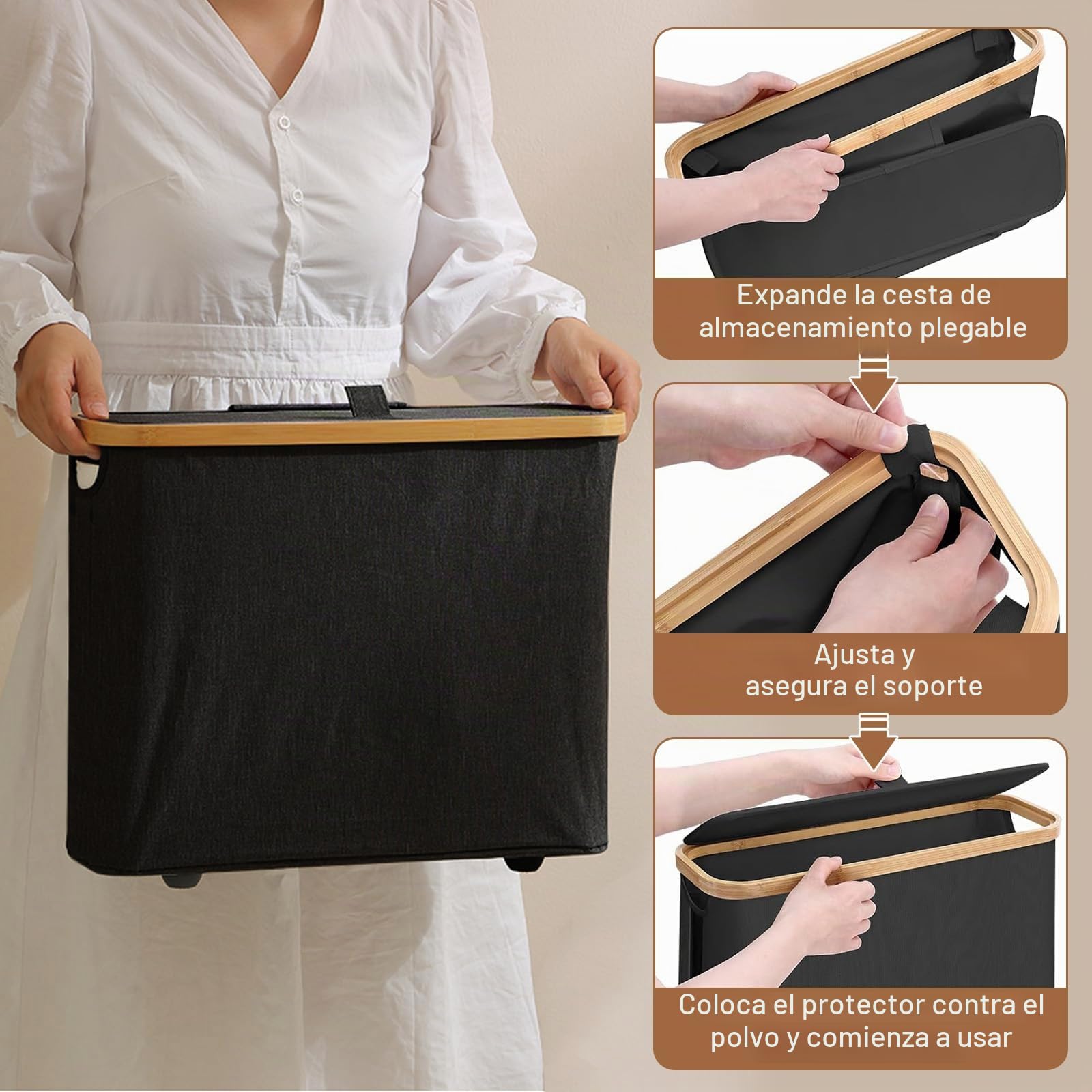 28L Cesta de Almacenamiento de Papel Higiénico de 9~12 Rollos, Organizador de Baño Plegable Impermeable, Almacenaje Papel Higienico para Baño con Tapa para Baño y Hogar (Negro)