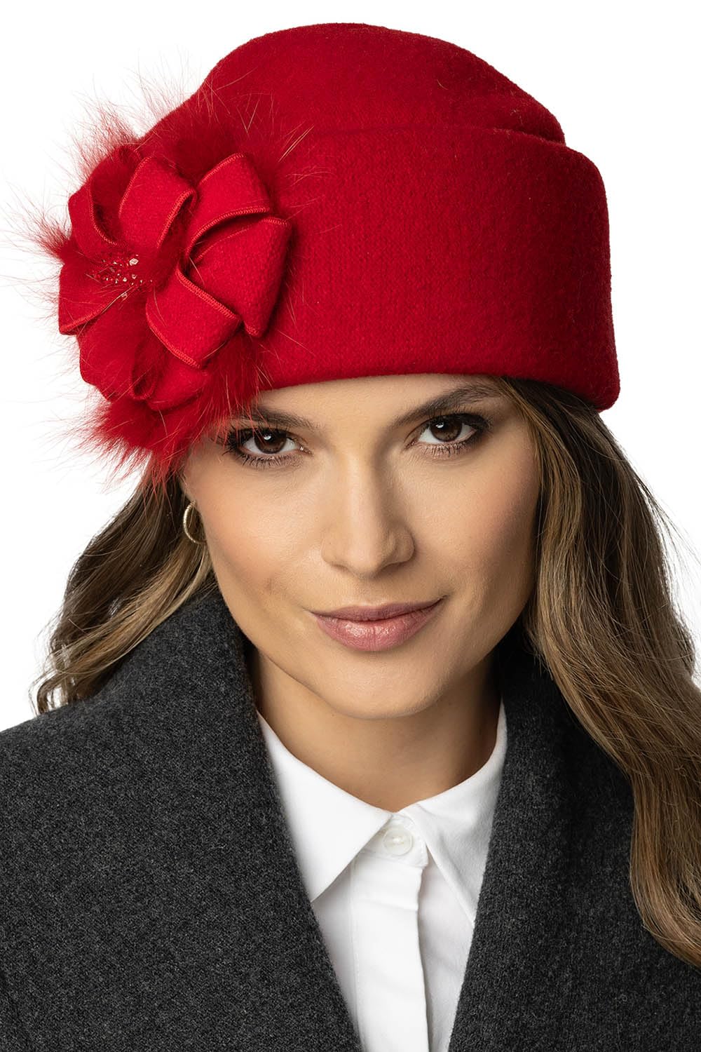 Vivisence Cappello Donna Elegante Fatto A Mano in Cashmere con Decorazione Laterale E Cristalli Antistatico Perfetto per l'inverno Idea Regalo Unica