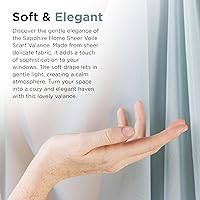 Vista 6 de Sapphire Home Cortinas de cenefa para ventana, cenefas transparentes extralargas para ventanas, cortinas de gasa para sala de estar, cocina