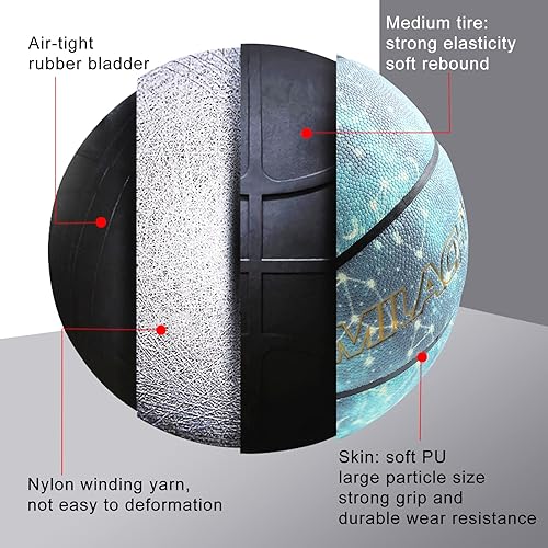 Miniatura 6 de MILACHIC Balón de baloncesto personalizado, que brilla en la oscuridad, regalo personalizado de baloncesto, talla 7 (29.5 pulgadas), tamaño 6 (28.5