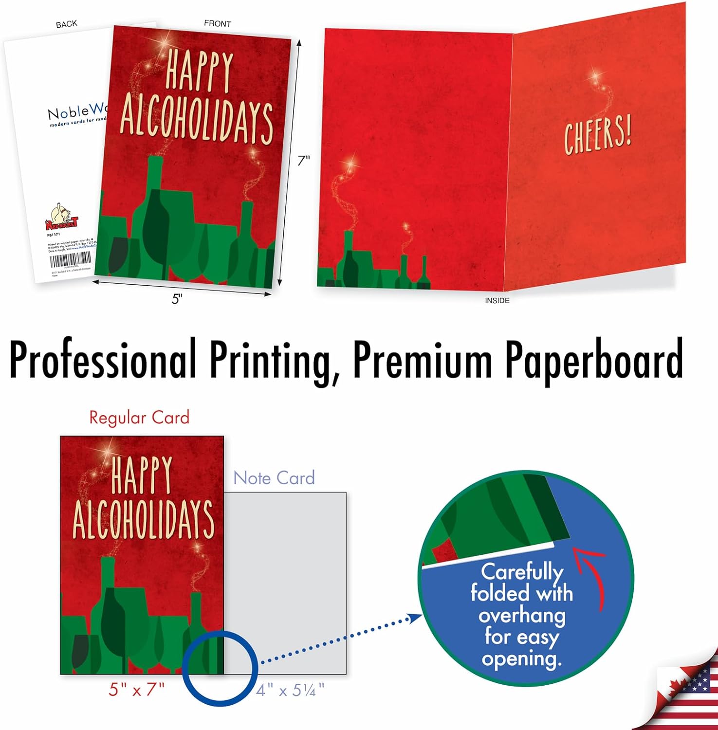 NobleWorks - 12 Funny Christmas Greeting Cards - Inappropriate Boxed Xmas Holiday Cards, Adult Humor with Envelopes (1 Design, 12 Cards) - Happy Alcoholidays B1171