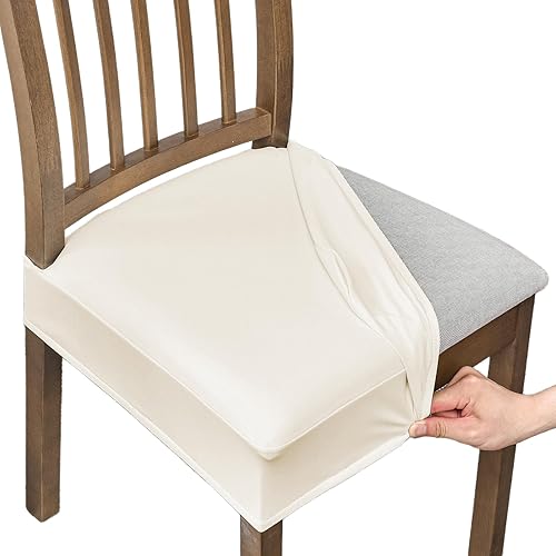 Miniatura 10 de NILUOH Fundas impermeables para asientos de sillas de comedor, juego de 2, fundas de asiento de cuero PU para sillas de comedor, fundas de asiento