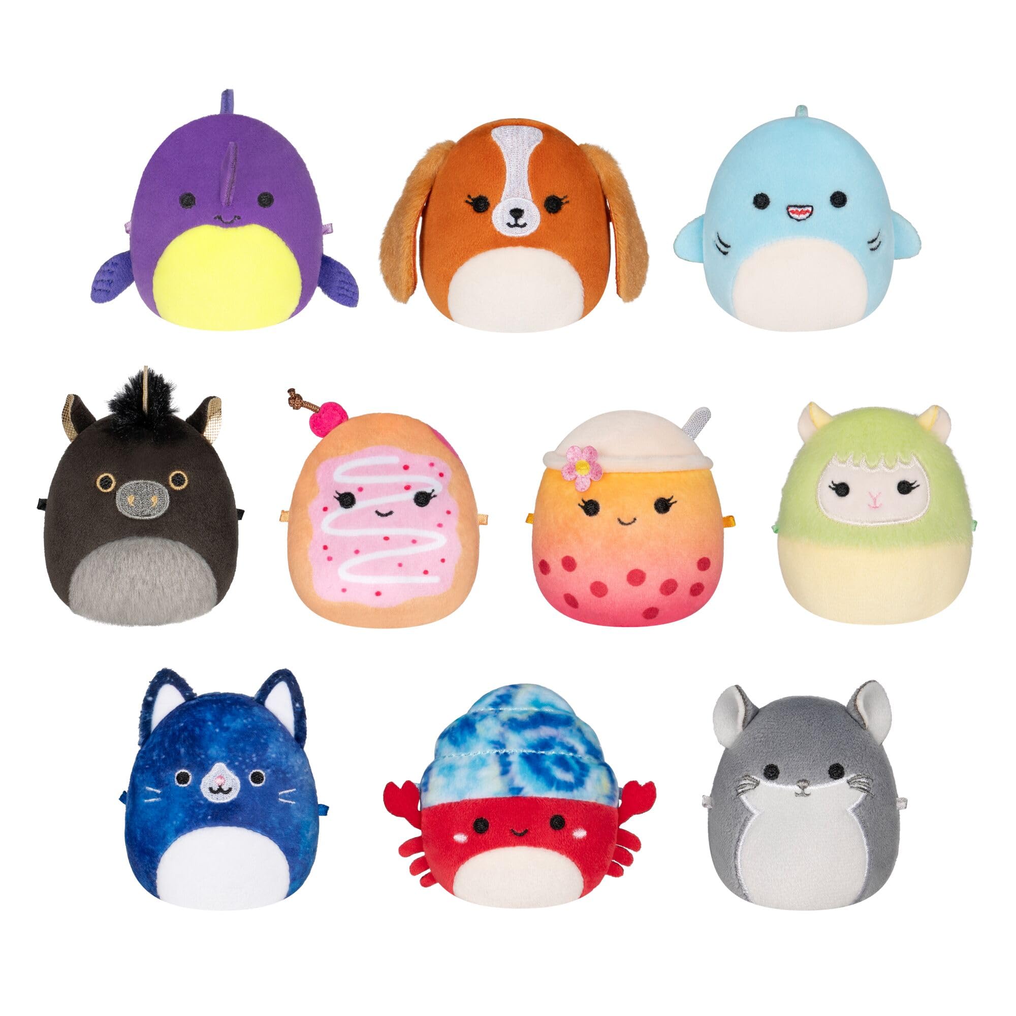 Squishmallows Original Micromallows Plush 10-Pack - 2.5 Inch Plush includes favourites Sharon the Shark, Indie the Hermit Crab, Bergit the Boba, Cavaleri the Aplaca, and Darcy the Dog โ image 1
