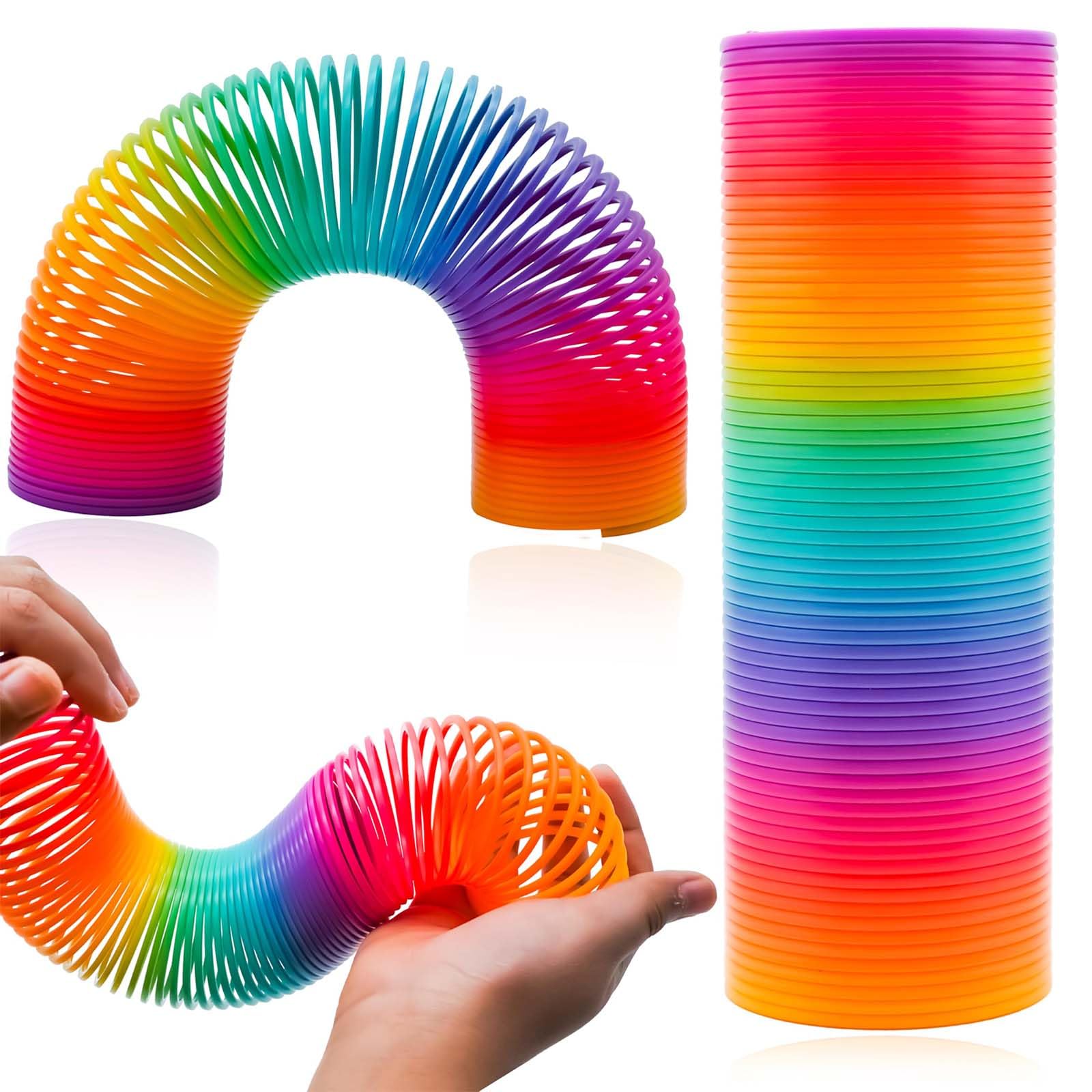 Rainbow Magic Spring Toy 15cm Large Slinky Coil Sensory Fidget Toy Stretchy Walking Spring for Kids Adults Stress Relief Party Bag Fillers Birthday Gifts Classroom Toy