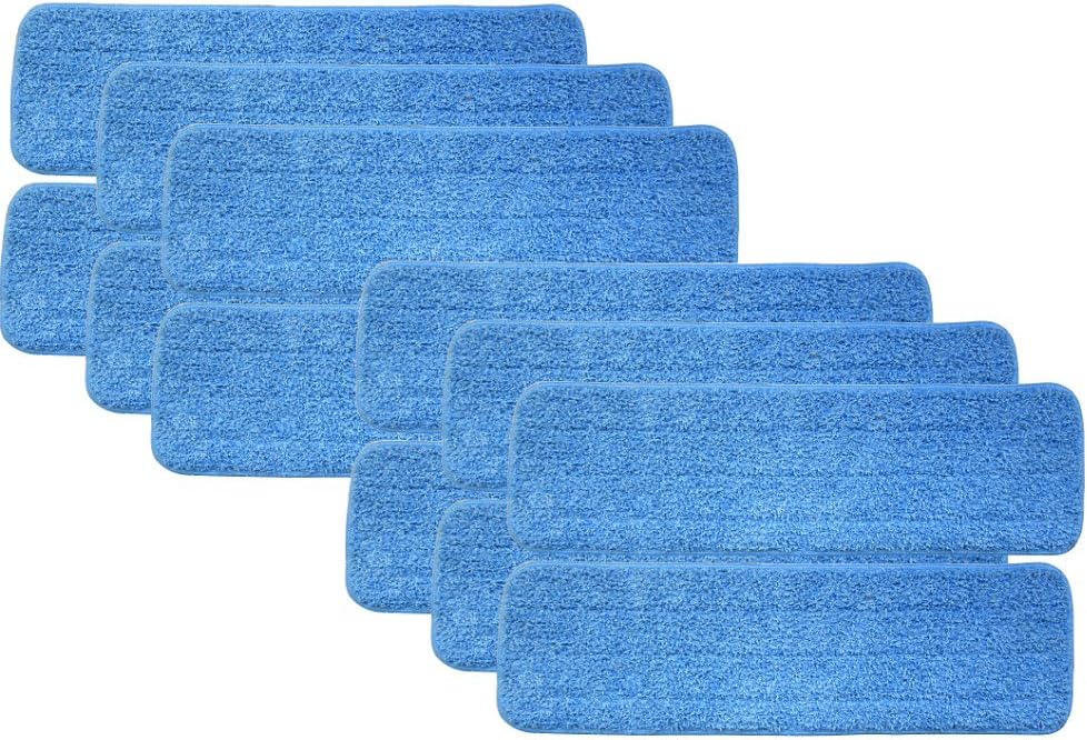 Turkey Creek Essentials 12 Microfiber Mop Pads 18 Inch Washable Commercial Quality, Replacement Refills for Hook and Loop Flat Mops - Use Wet or Dry, 18" L X 5.5" W, 12Pk
