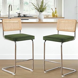 26‘’ Modern Counter Height Bar Stools, 26'' Natural Rattan Barstools