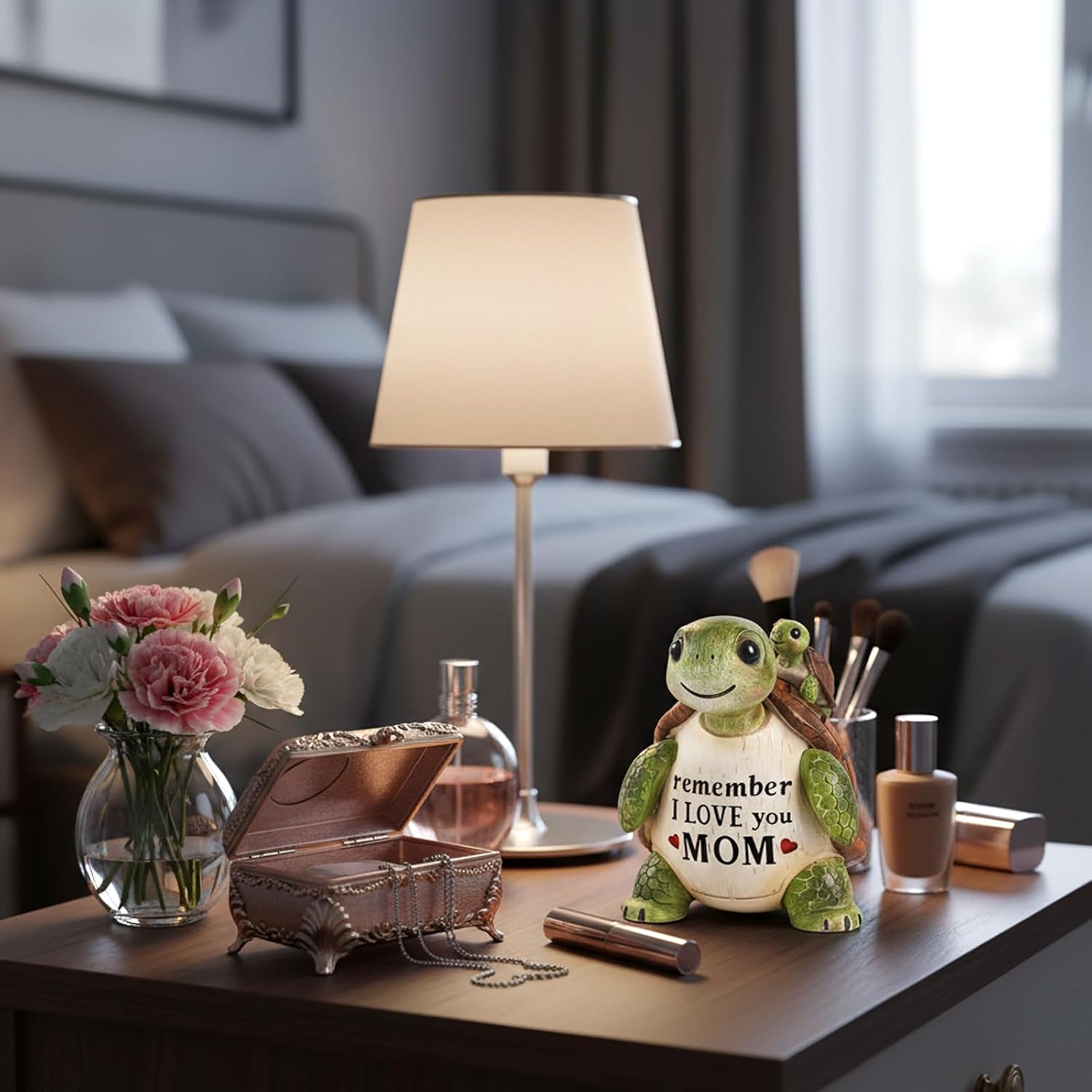 Gifts for Mom Turtle Figurines for Mothers Day with Unique Child Baby Engraved Remember I Love You, Mom Birthday Gifts from Son Daughter Christmas Heartfelt Home Desk Keepsake Decor