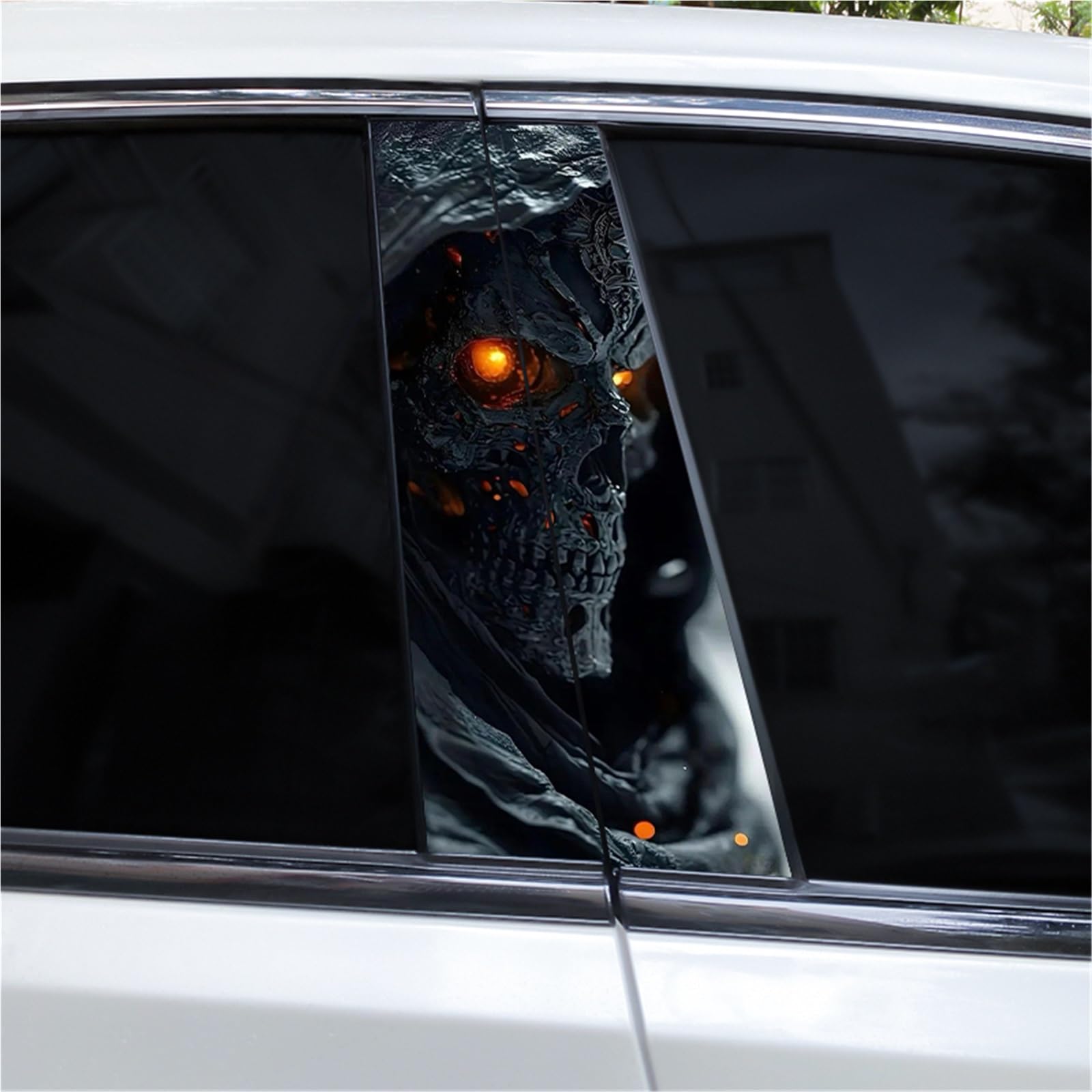 2pcs Skull Car Sticker Car B-Pillar Decal Vinyl Waterproof Decal DIY Modified Car Styling Car Door Pillar Sticker
