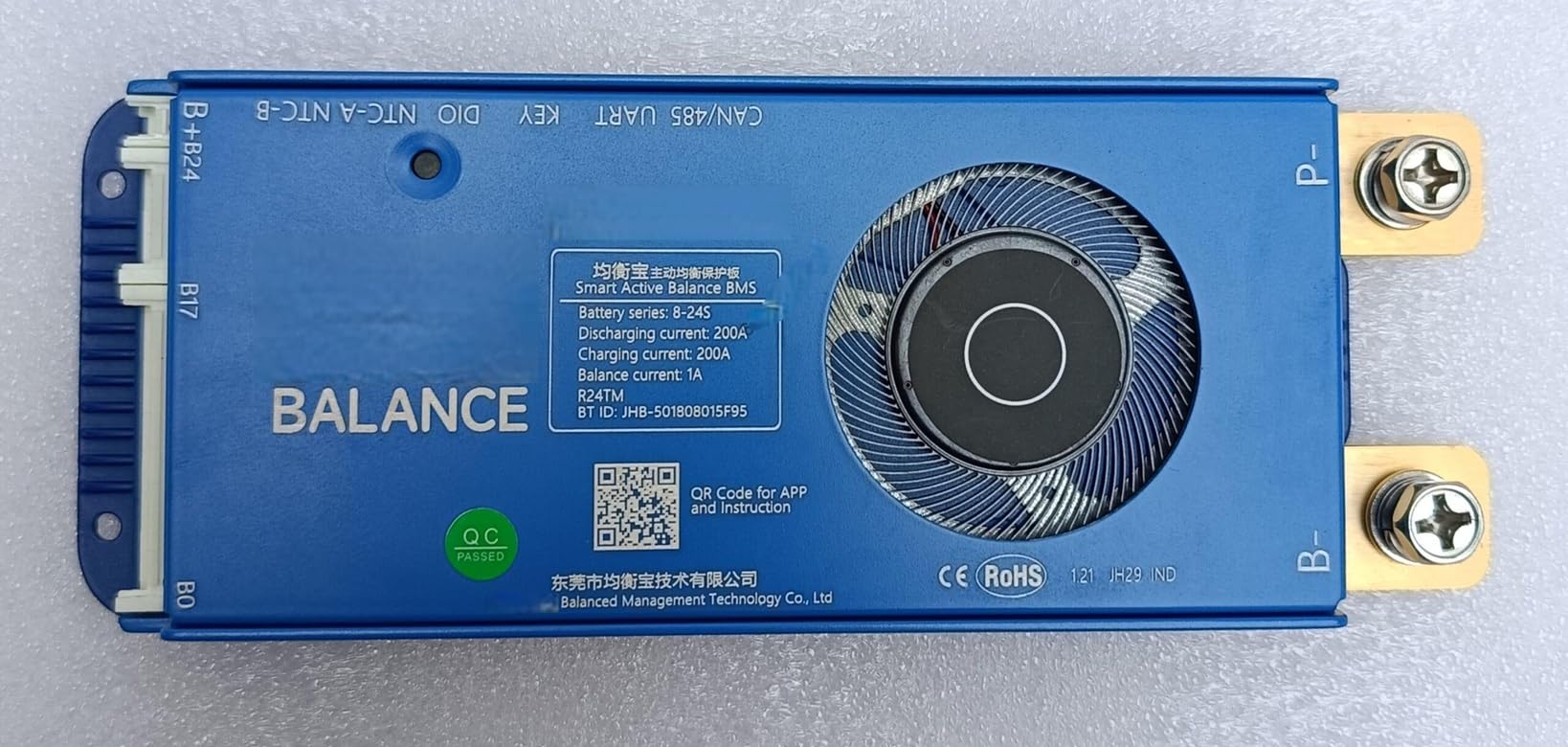OLEIO 8S-24S,200A Smart BMS (Battery Management System) with Active Balancer,Buletooth Connectivity Cooling Fan. Ideal for LiFePO4, LFP, NMC, Battery Packs 24/76V, Up to 200A,Solar, Inverter.-image-11