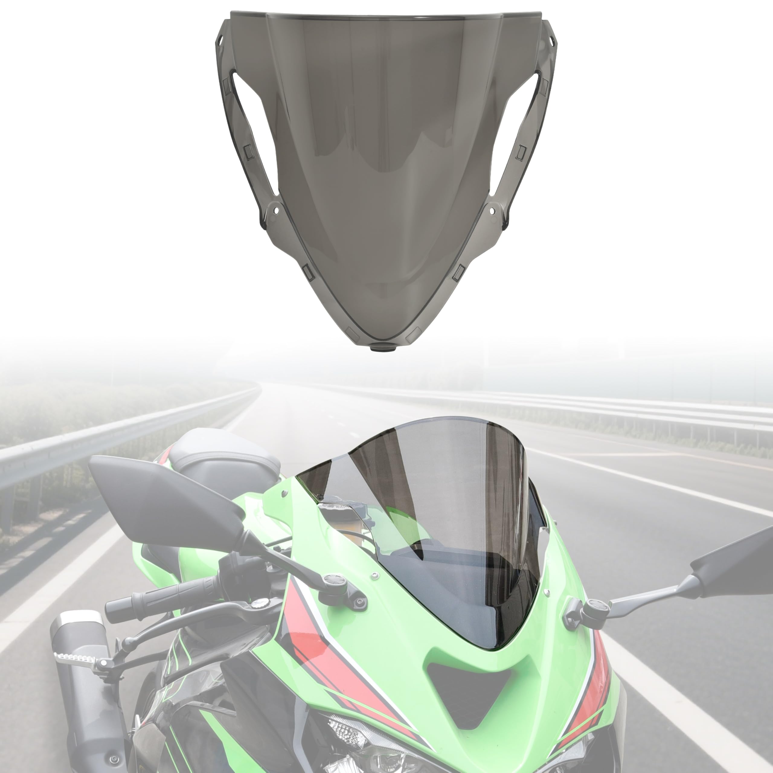 【S.O】 Windshield for Kawasaki Ninja ZX-6R 2024-2025, Dark Tinted Air