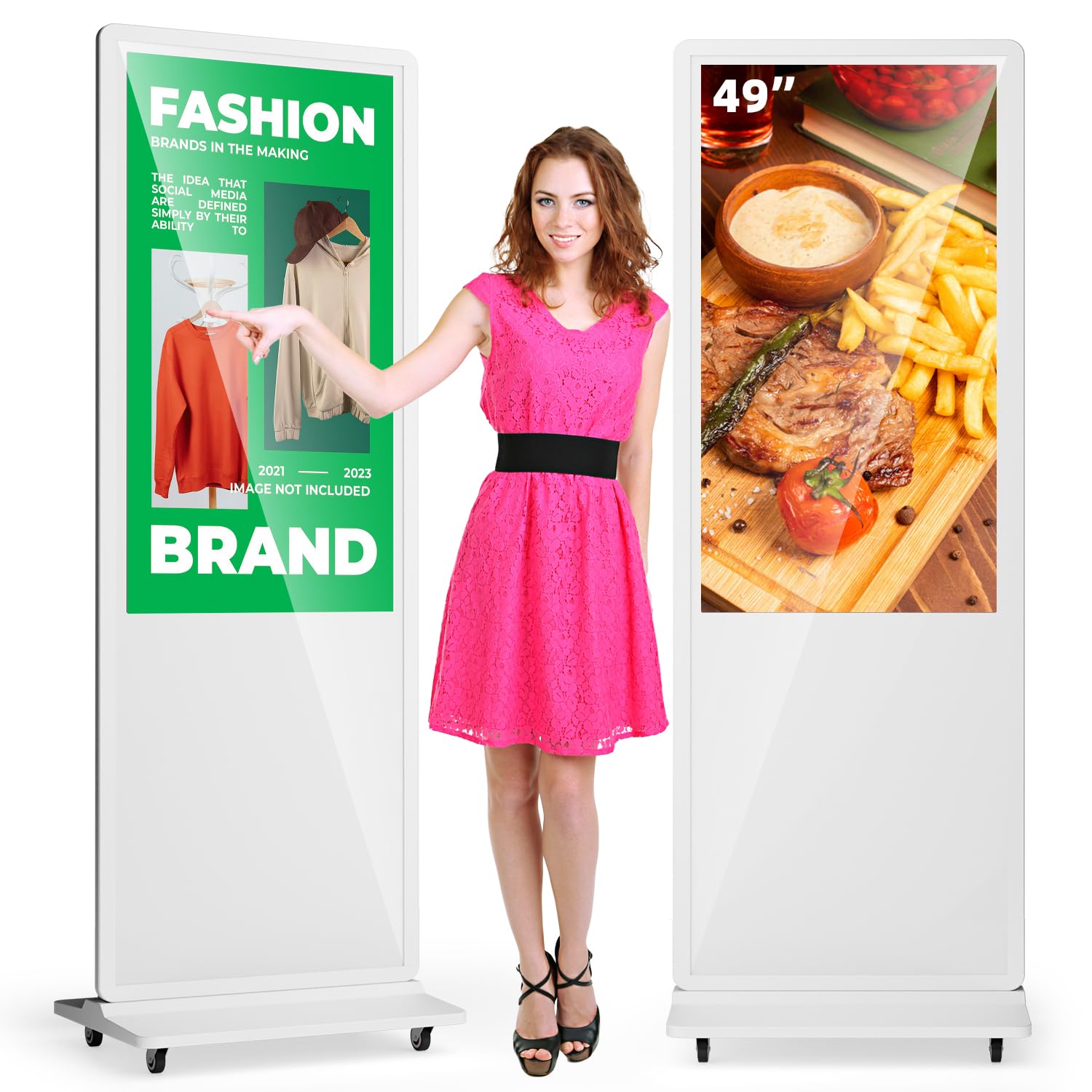 49 Inch Digital Signage Display Touchsreen, Advertising Kiosk IPS LCD Screen, Indoor Floor Standing Customizable Commercial Totem, Android System, Interactive Display Poster Auto Media Player