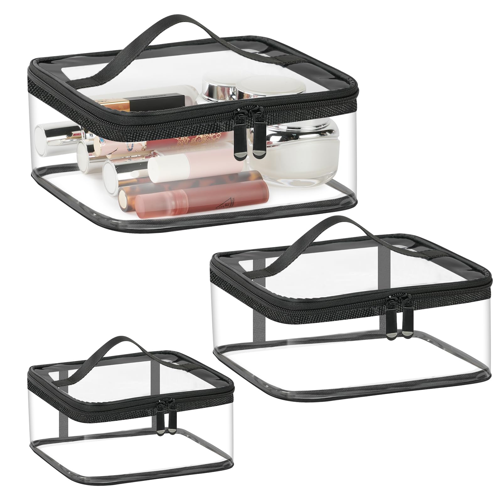 Aucuu Kulturtasche Transparent,Kosmetiktasche Durchsichtig, wasserdichte PVC-Reise-Waschtaschen, TSA-zugelassene Make-up-Taschen, für Familie, Männer un Frauen