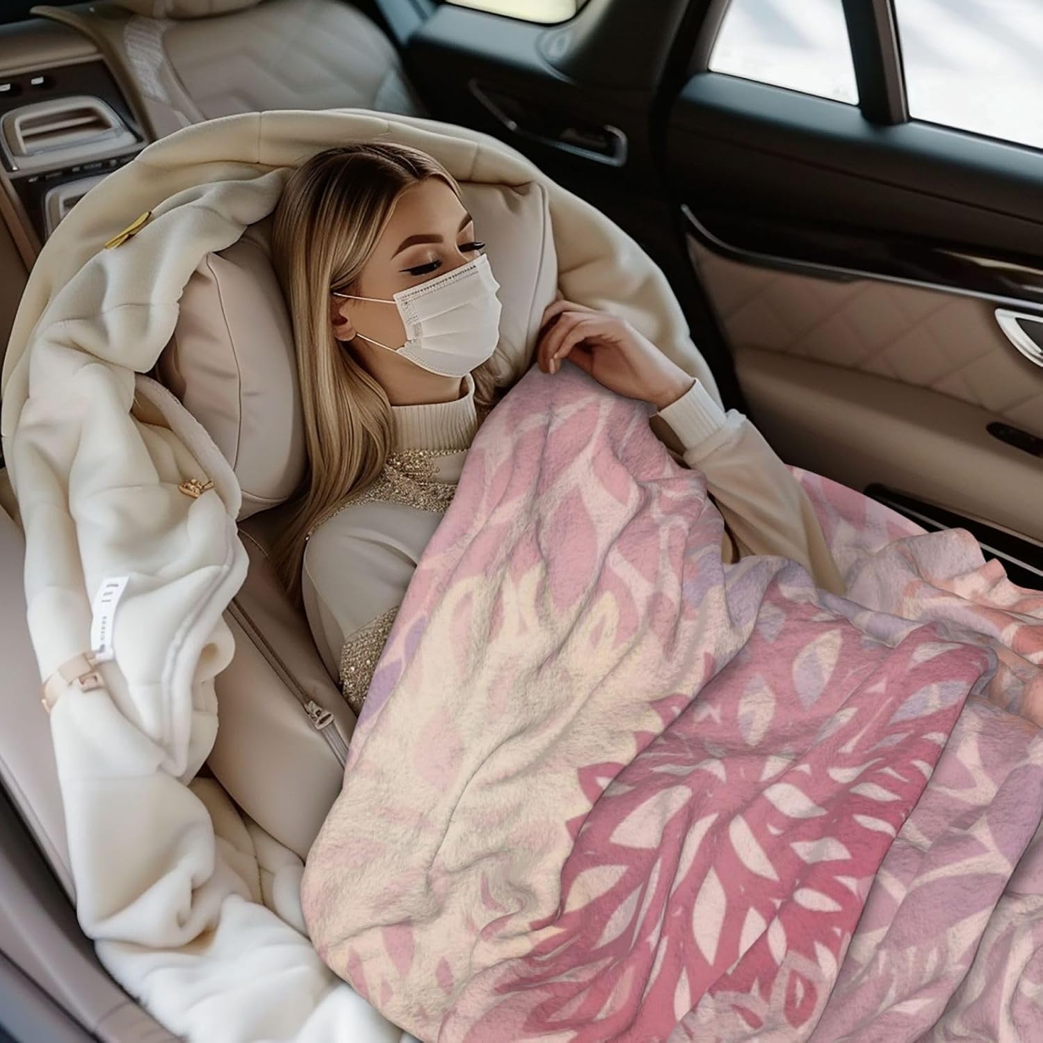 Perinsto Pink Chrysanthemum Flowers Throw Blanket Ultra Soft Warm All Season Daisy Floral Decorative Fleece Blankets for Bed Chair Car Sofa Couch Bedroom 60"X50"