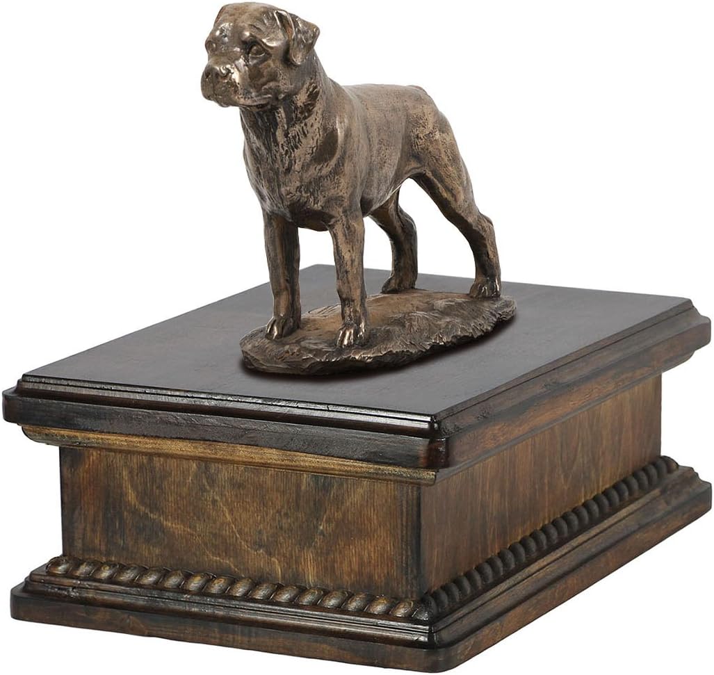 Art-Dog Custom Dog Mama Sitting Statue Memorial Urn - Handmade Cold Cast Bronze on Birch Base – Sturdy and Stylish Urn for Dog’s Ashes – 24,5x29x21cm – 5l – Mastino Neapolitano