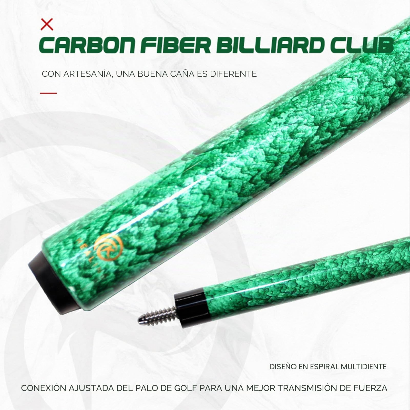 OKHEALING Taco de billar de carbono T700 de fibra de carbono de 56 pulgadas XTC punta de 12 mm, accesorios de billar 1/2 junta hecha a mano recta para 8 bolas/9 bolas, 18-20 onzas