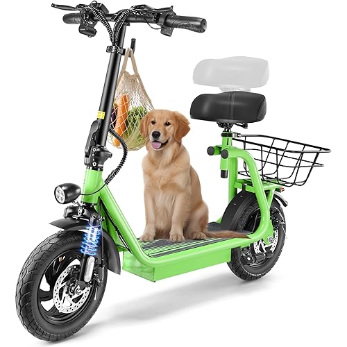 Caroma Peak 1200W/800W/500W Electric Scooter with Seat, 14" Tire, Up to 30Miles & 20MPH, Max Load 300LBS, Foldable Electric Scooter Adults, Commuter Ebike for Adults&Teens, Dual Braking System