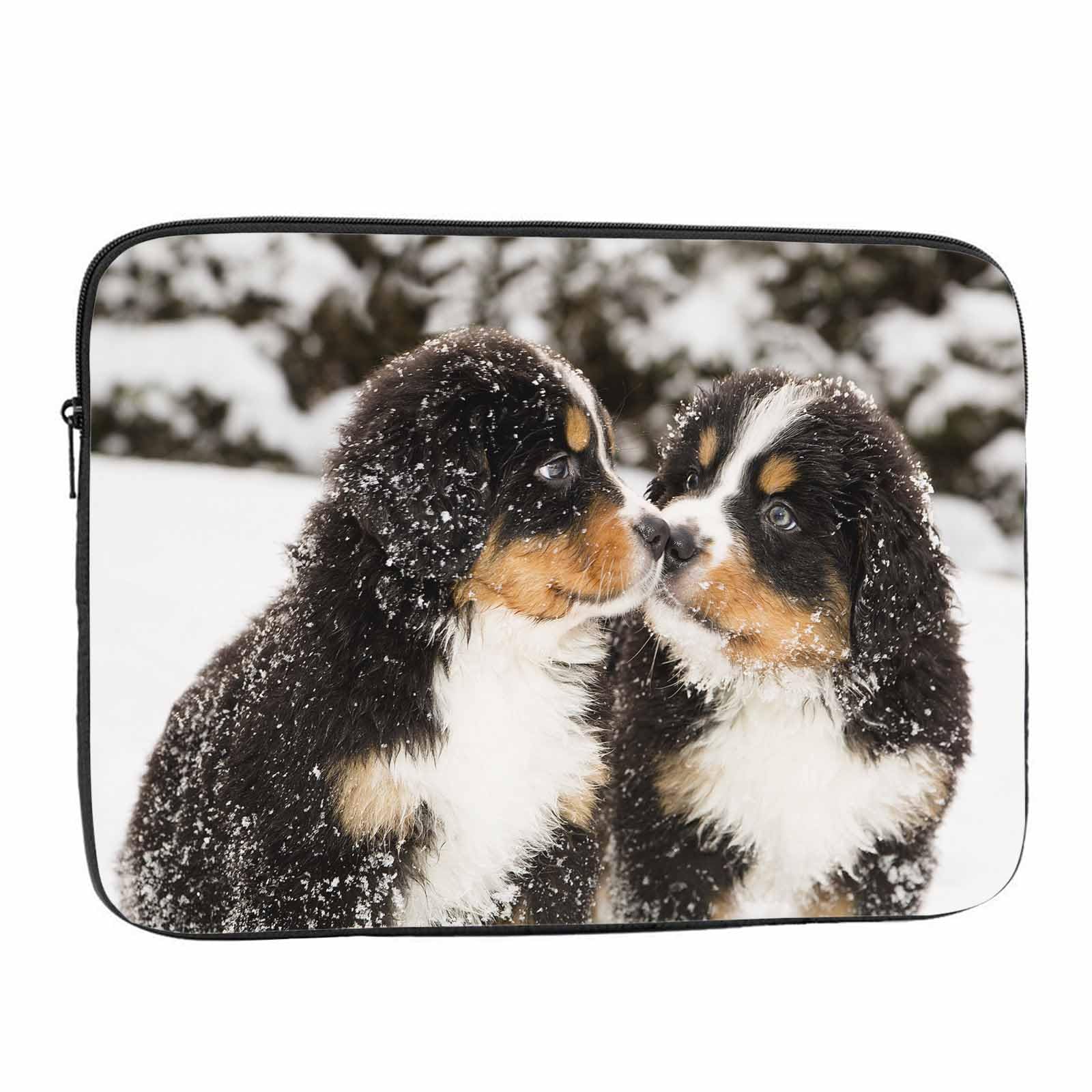 Nicokee Laptop Sleeve Bag 15.4 15.6 Inch,Snowy Mountain Cute Dog Puppy Protective Polyester Computer Cases Laptop Cover Briefcase Bag Tablet Travel Cover