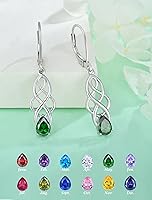 Vista 4 de Celtic Knot Dangle Earrings for Women 925 Sterling Silver Twisted Drop Earring Teardrop Birthstone Jewelry