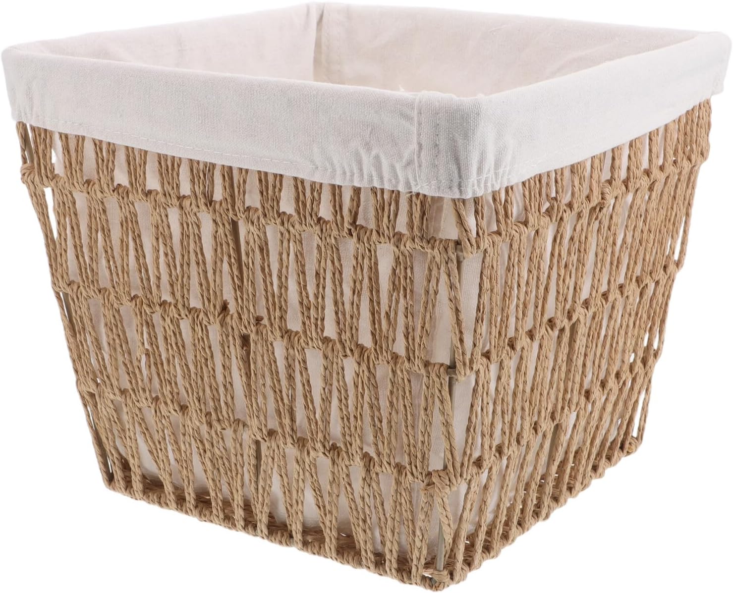 SHOWERORO Woven Bread Basket with Cotton Lining Handwoven Paper Rope Storage Basket for Household Bread Suitable for Table Serving Picnic and Pantry Organization