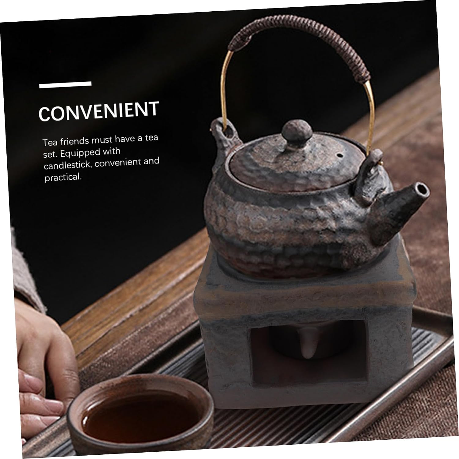 PRETYZOOM Ceramic Tea Warmer Base Retro Teapot Heater for Desktop Decoration for Warming Tea and Food for Housewarming and Parties