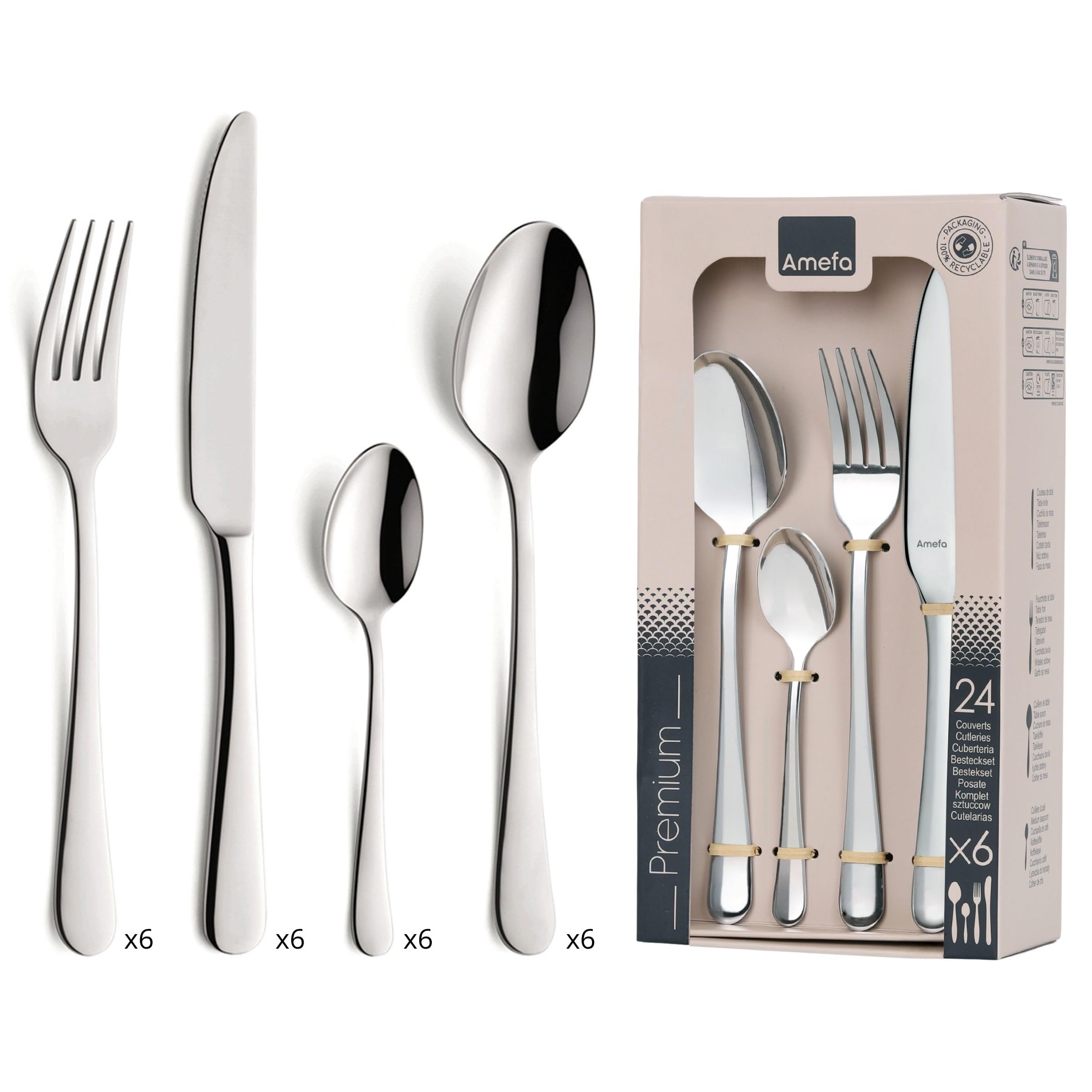 AMEFA Austin Besteck-Set, 24-teilig, Edelstahl 18/0, für 6 Personen