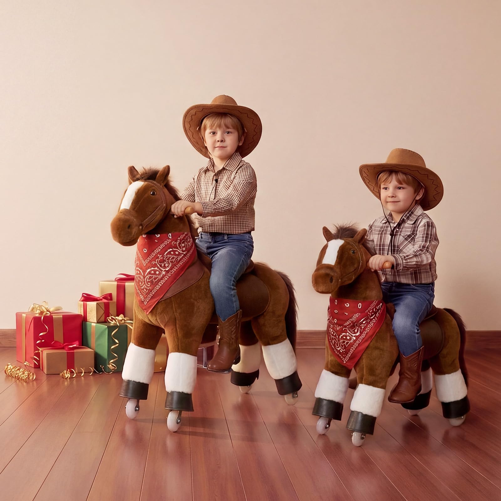 VEVOR Caballo de Juguete para Niños, Pony de Montar con Ruedas, Pedales, Caballito Infantil con Asiento Elevado, Estructura de Metal, Uso Interior y Exterior, Carga hasta 50 kg, Niños Niñas 3 a 8 Años