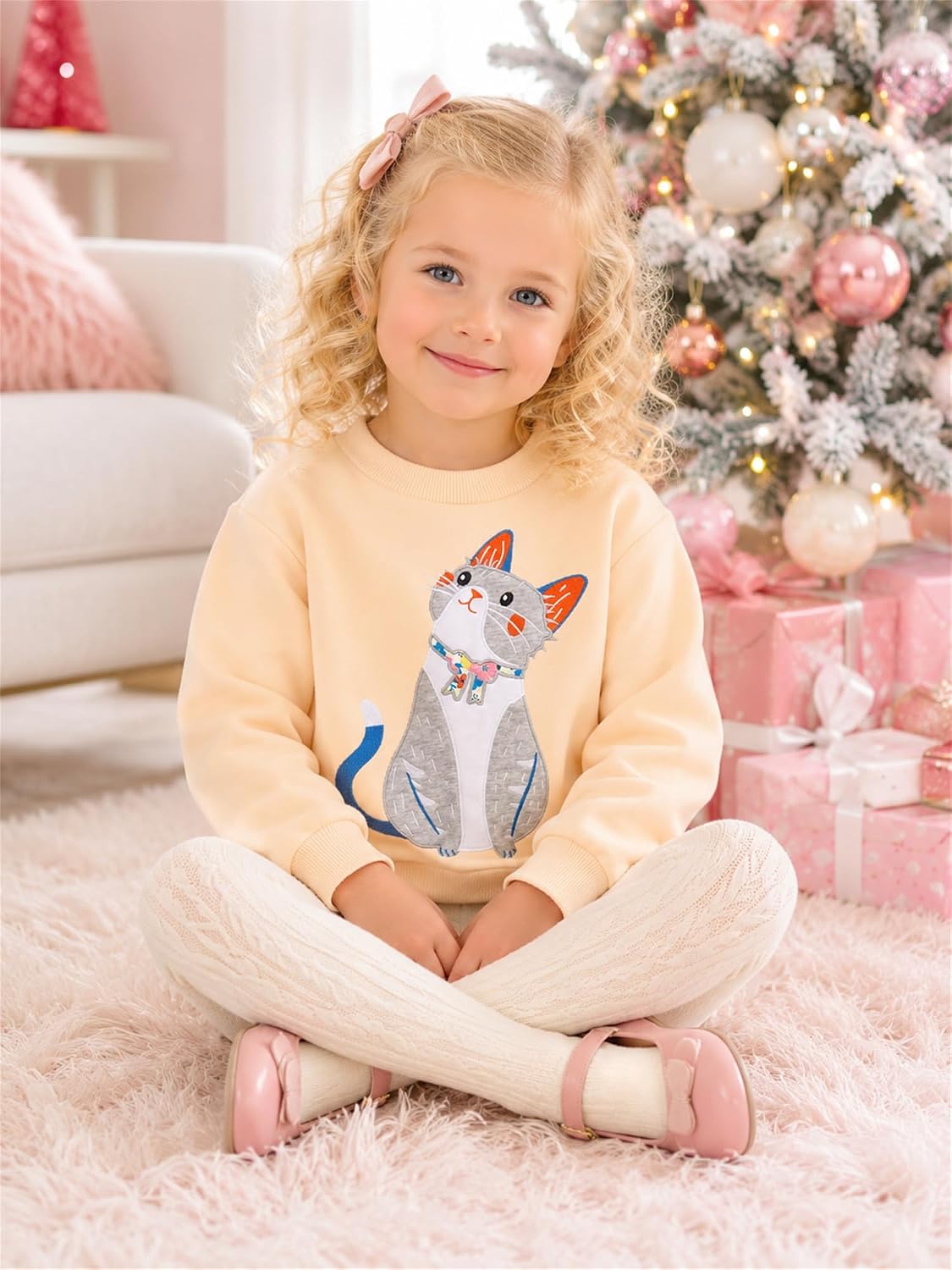 Toddler Baby Girls Sweatshirts Kids Winter Clothes Casual Long Sleeve Shirts Crewneck Pullover Sweater Tops 2T-7T image 3