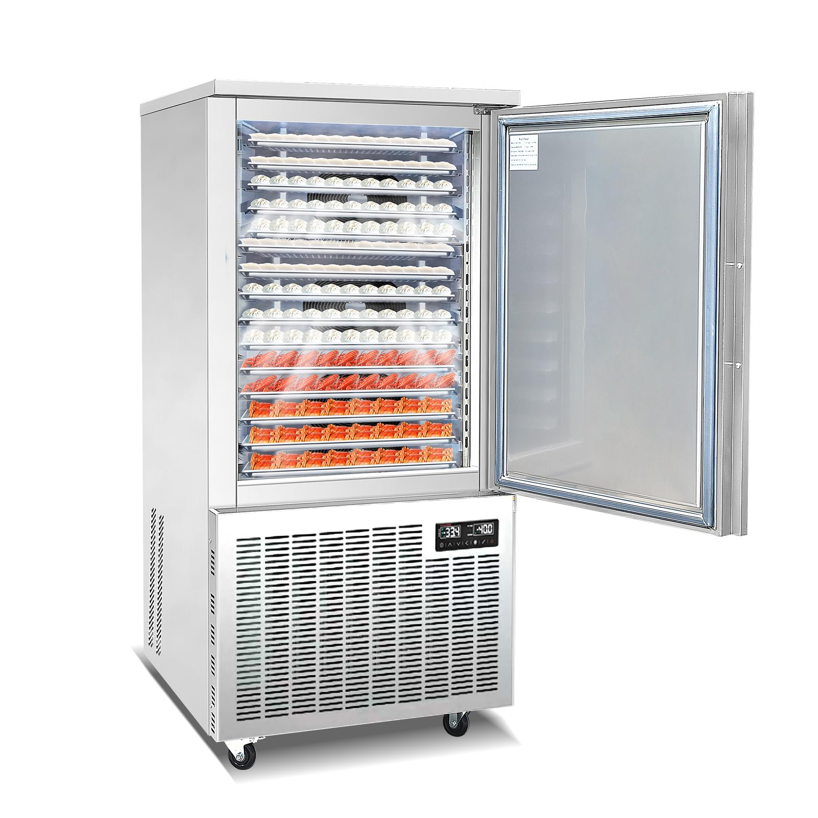 Wtecom Commercial 15 Trays Blast Chiller & Freezer,Heavy-Duty Chest Freezer,220V/60HZ,Lowset Temp:-40C for Hard ice Cream,Cakes,Chicken,Fish,Sushi Rice in Restaurant,Hotel,School on Fridge.com