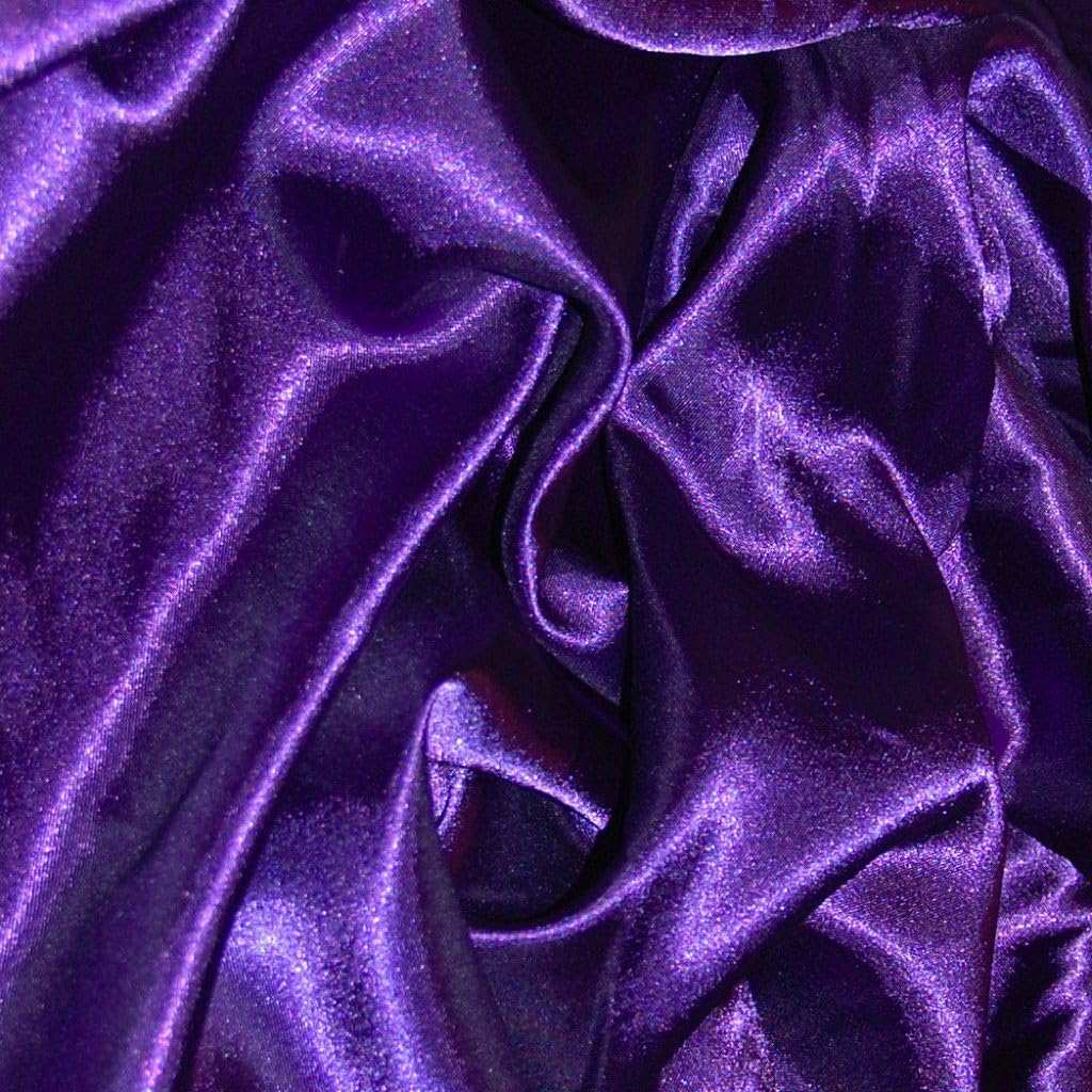 CQL Satin Fabric by the Metre – 60 Inch Wide Satin Roll for Wedding Dresses, Bespoke Tailoring & Decoration Projects – Soft, Smooth, Silk-Like Finish(Deep Purple,5 Metre)