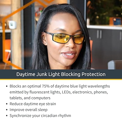 Miniatura 3 de TrueDark Daylights - Lentes de bloqueo de luz azul ámbar Elite para reducir la fatiga ocular y el deslumbramiento UV, para aumentar la energía,
