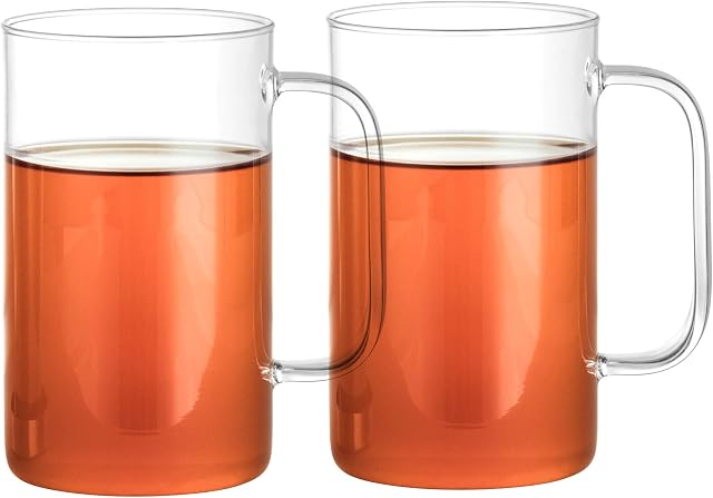 GAIWAN PURE550 x2: Teegläser Set mit Henkel, Große Teetasse aus Glas, Teeglas mit Nutzvolumen 500 ml, Gesamtvolumen 550 ml