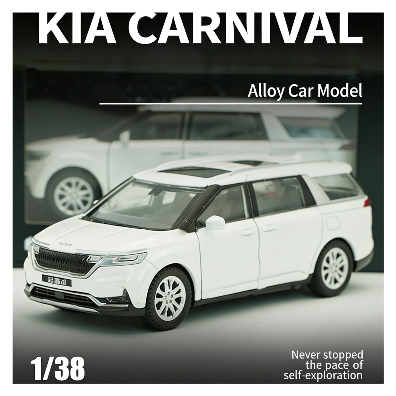 1:38 Per KIA Carnival Cast Vehicles Hobby Da Collezione Souvenir Giocattoli Regalo Set Giochi Modello Auto per Hobby(Nero)