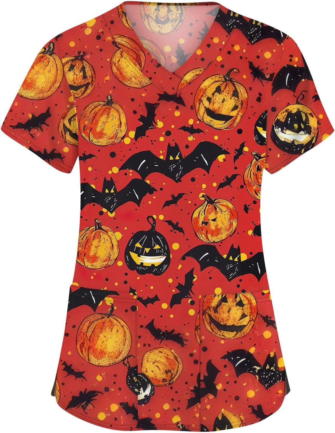 Plus Size Scrub Tops for Women Stretch Fashion Nurse Shirts Cute Printed Scrubs Tops