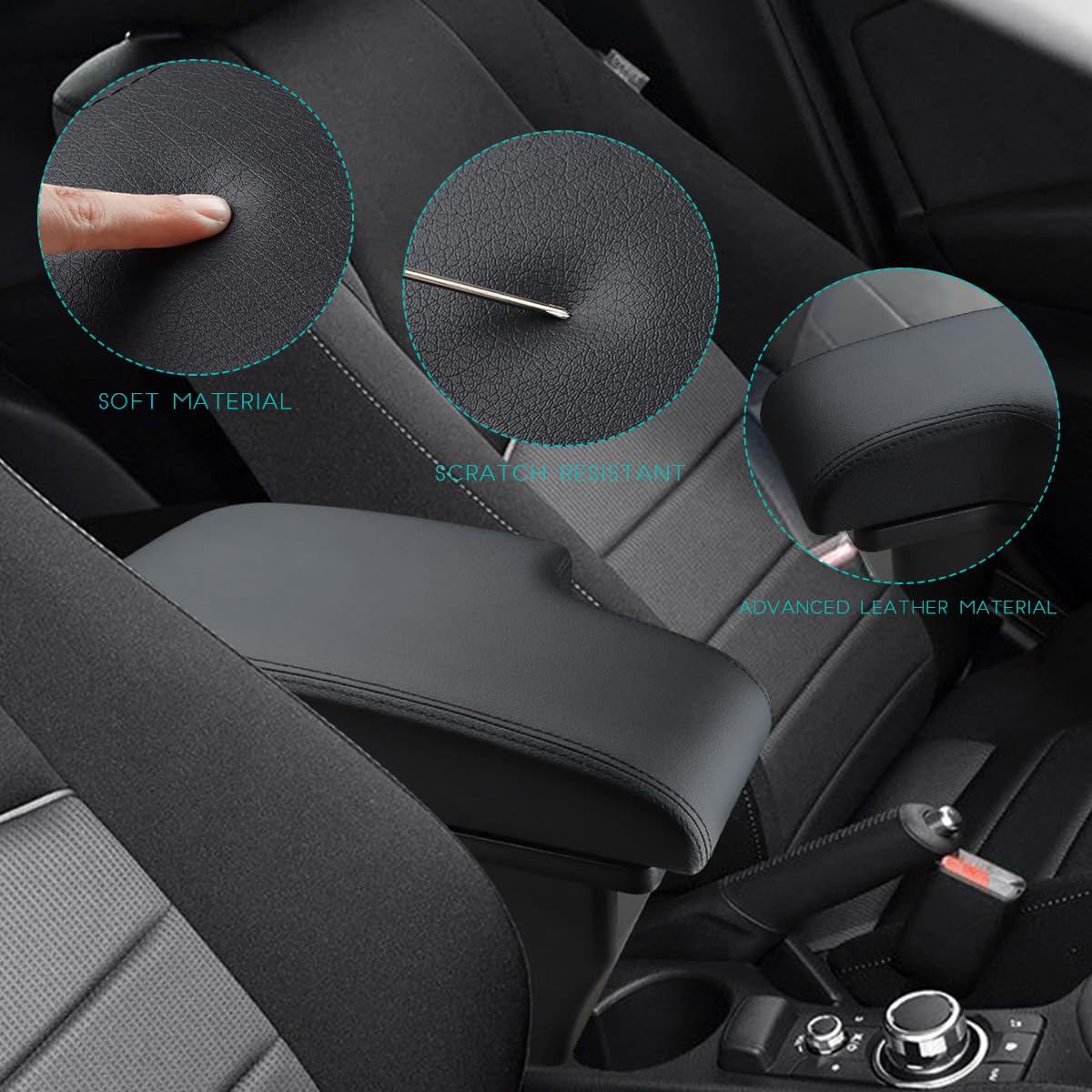 MARCHFA Armlehnen Für CX-3 Autozubehör Mittelarmlehne ohne USB-Ladeanschluss Mittelkonsole Zubehör Schwarz