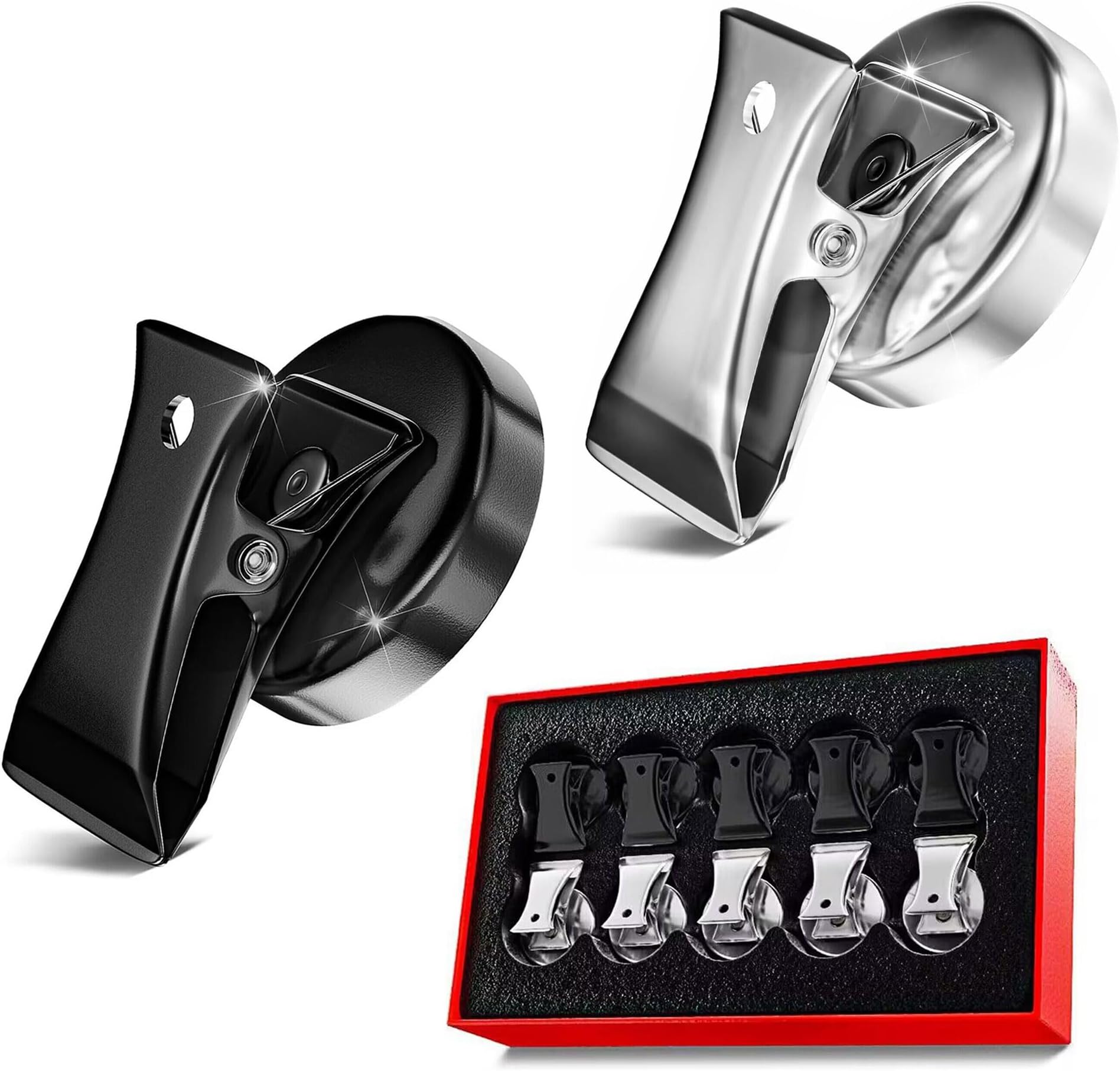 10 Pack Magnetic Clips Heavy Duty, Premium 35mm Diameter Refrigerator Metal Chip Clips with Anti-scratch Pads, Strong Magnet Clips for Whiteboard Fridge Home Office School Use, Black + Sliver