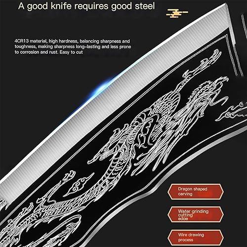Miniatura 4 de Cuchillo de dragón hecho a mano, cuchillo de cocina afilado de 8.2 pulgadas, cuchillo de asesinato de dragón, cuchillo de dragón negro, cuchillos de