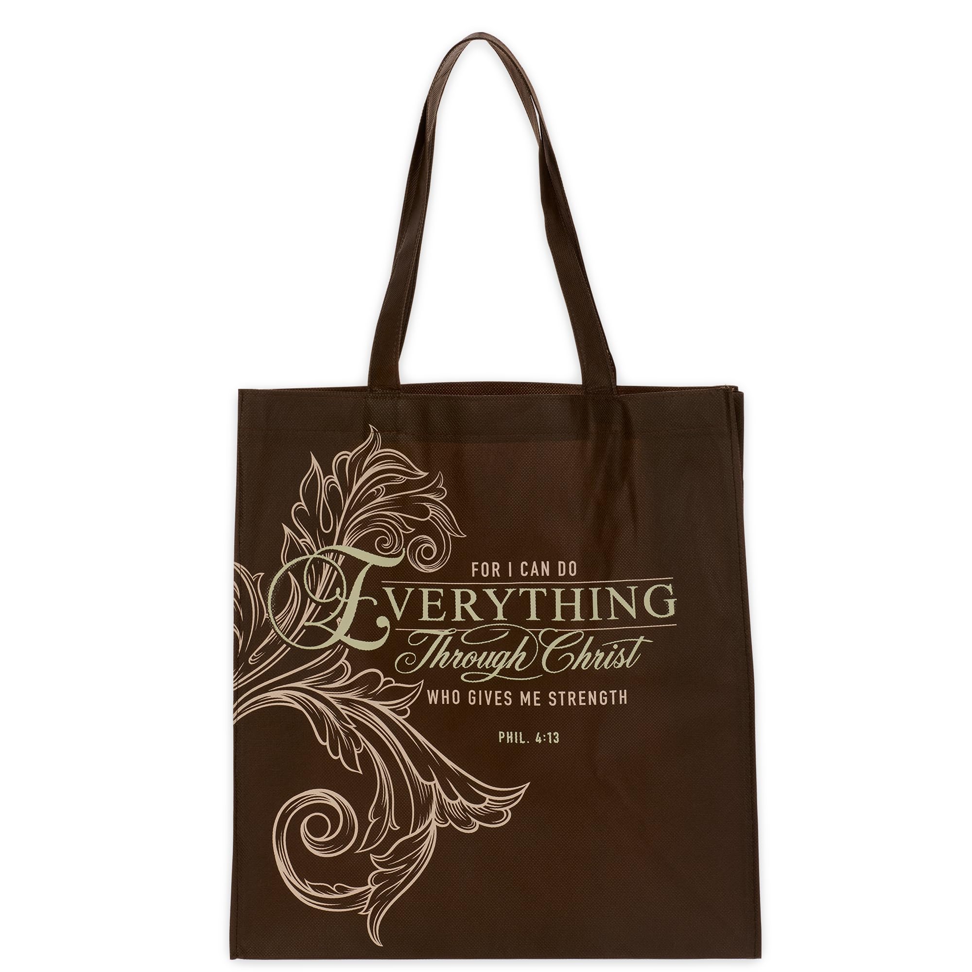 Christian Art Gifts Reusable Fashion Shopping Tote Bag for Women: Everything Through Christ - Philippians 4:13 Inspirational Bible Verse Durable