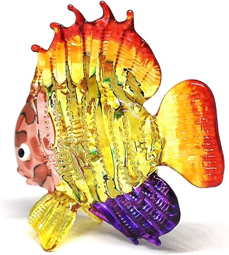 Miniatura 4 de ZOOCRAFT Figura de cristal tropical de peces marinos, arte soplado a mano, decoración de acuario en miniatura coleccionable