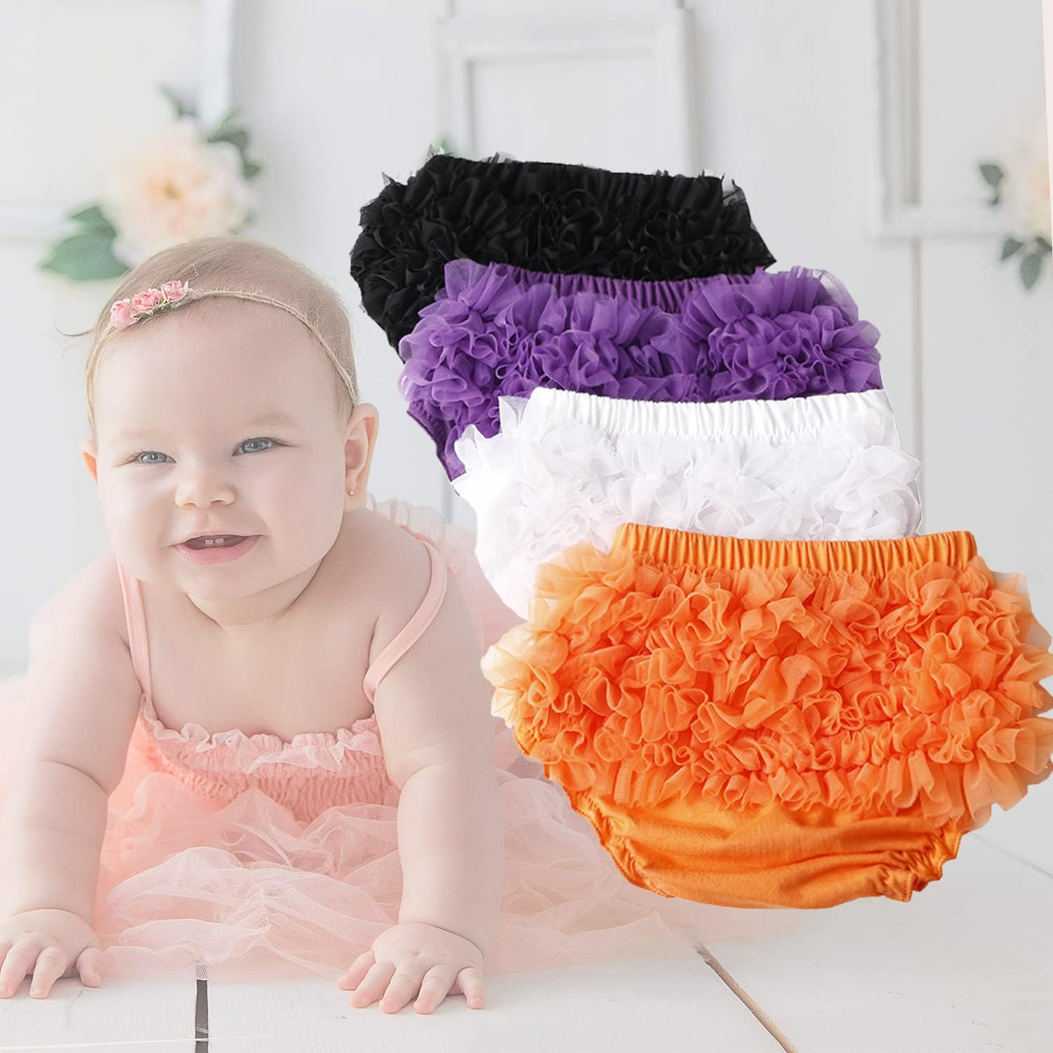 DOOVID Baby Bloomers Diaper Covers for Girls Ruffle Bloomers for Infant Girls Newborn Shorts Underwear - Image 2