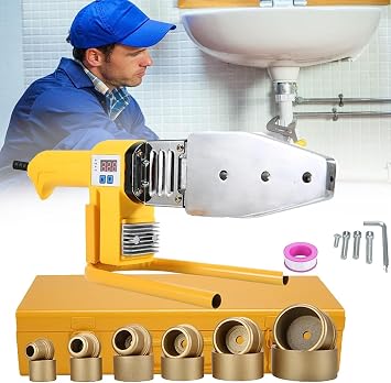 Plastic Pipe Welding Machine,Pe/Pb/Ppr Pipe Fusion Welder,0-320C Adjustable,Electronic Thermostatic Water Pipe Hot Melter 3sets