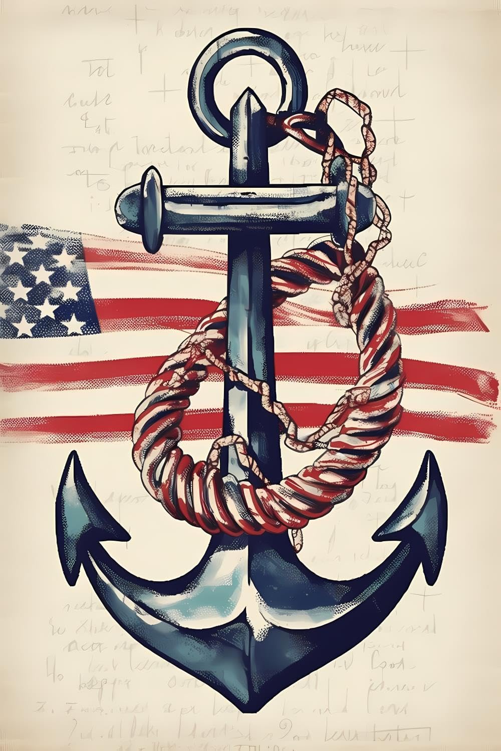 JOEAUEN 5D DIY American Stars and Stripes Anchor Diamond Art Diamond Dots Full Drill for Home Wall Decor Gift Boat Diamond Painting Kits for Adults gem Art 20x24 inch