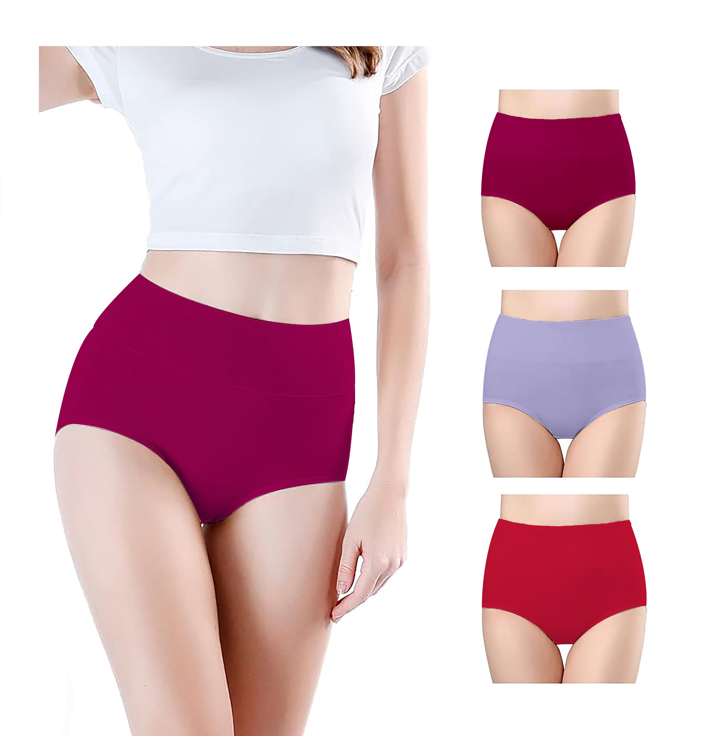 think tech Combo Women's High Waisted Cotton Hipster Panty Ladies Soft Panties l Women Cotton Hipster Panty l Women's Seamless High l Women Underwear - (Pack of 3)-picture-29
