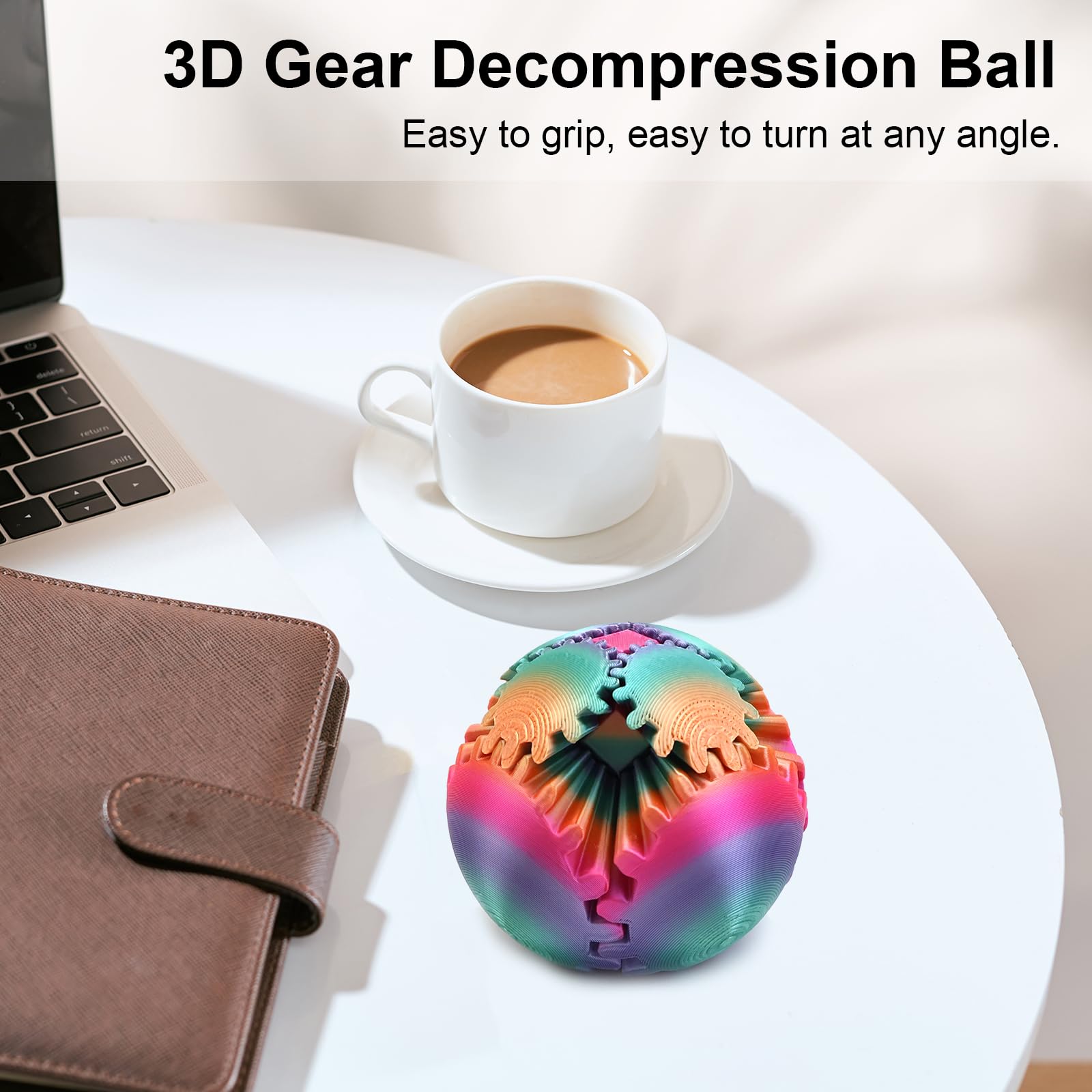 Gear Ball – Boule à Engrenages Rotative 3D – Anti-stress Et Fidget – Design Arc-en-Ciel Brillant – Cadeau Gadget