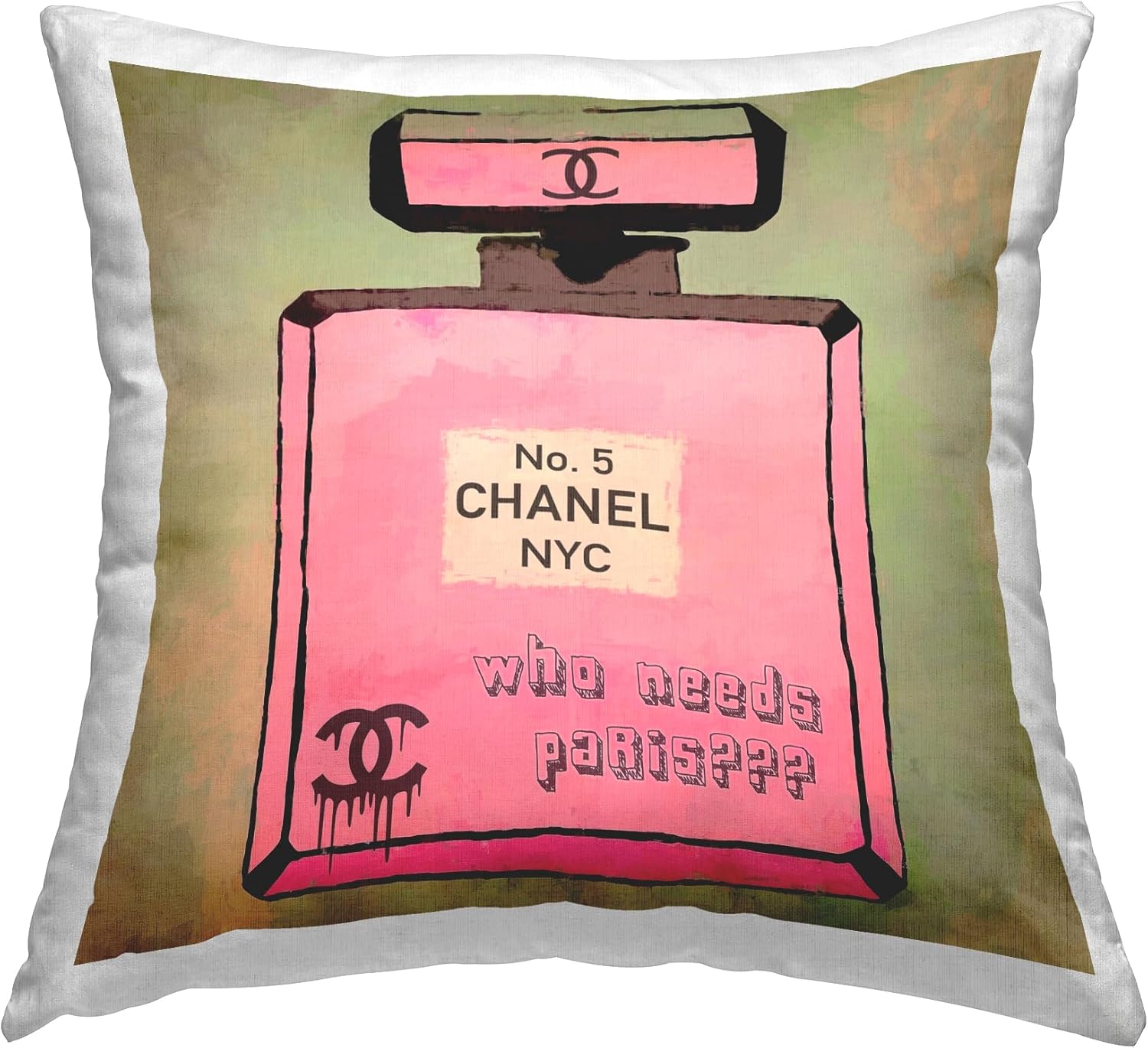 Stupell Industries Needs Paris Glam Perfume Design by Graffitee Studios Indoor Printed Throw Pillow, 18 x 7 x 18, Pink