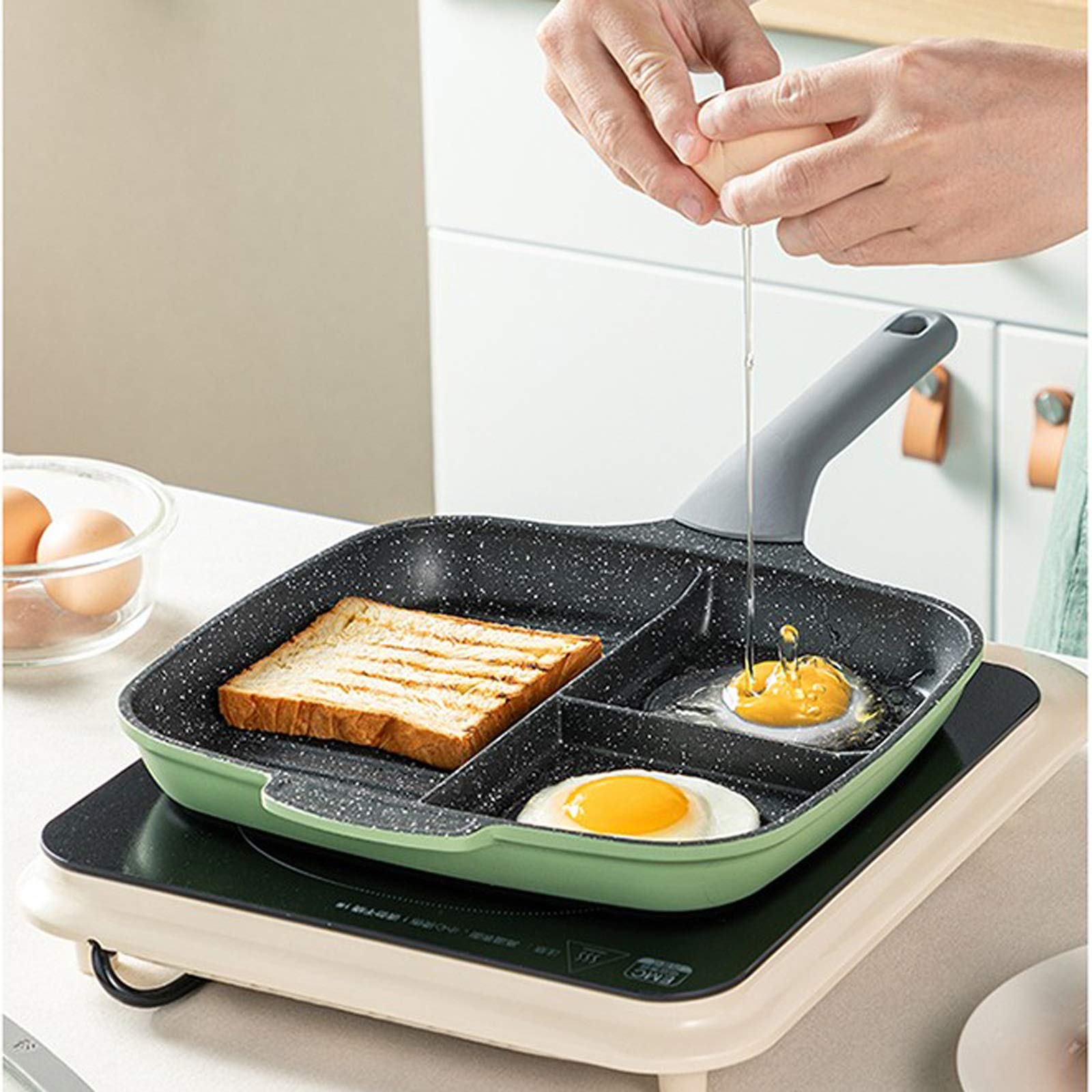 Padella Antiaderente 26 cm frigge padella non bastone friggere padella Pancake multifunzione Pancake Artefatto per colazione, lega di alluminio fritto a forma di uovo fritto, per tutta la stufa per tu