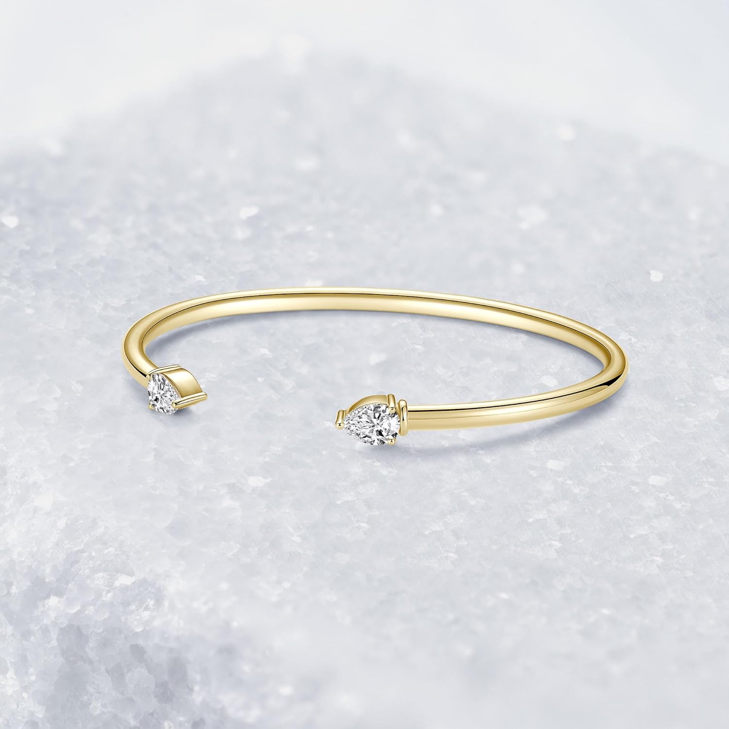 Pear Moissanite Cuff Bangle for Women, 1.6cttw D Color 5x7mm Pear Cut Moissanite, 925 Sterling Silver Dainty Bridal Cuff Bracelet, Fashion Wedding Jewelry for Her - Image 4