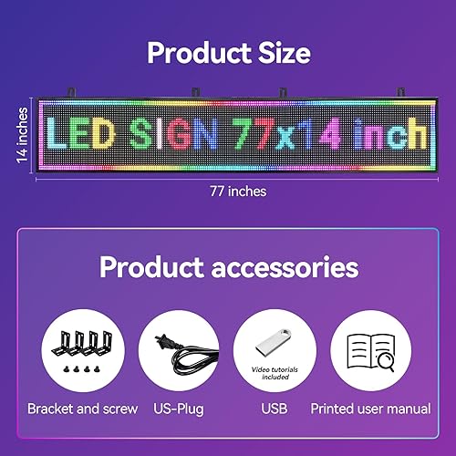 Miniatura 3 de Letrero LED programable de desplazamiento digital, tableros de exhibición deportivos para restaurantes, señalización, mensaje, carpa personalizada,