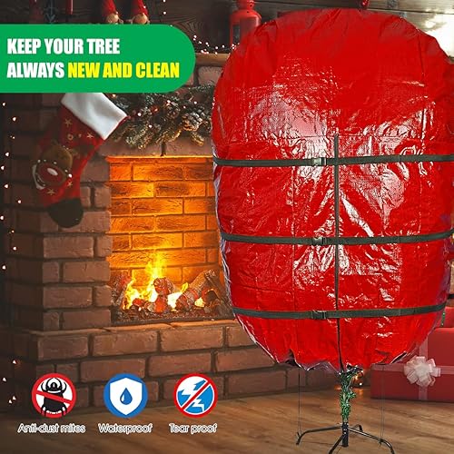 Miniatura 7 de ProPik Bolsa vertical de almacenamiento para árbol de Navidad, se adapta a árbol de Navidad de 6 pies, polietileno resistente, bolsa impermeable,