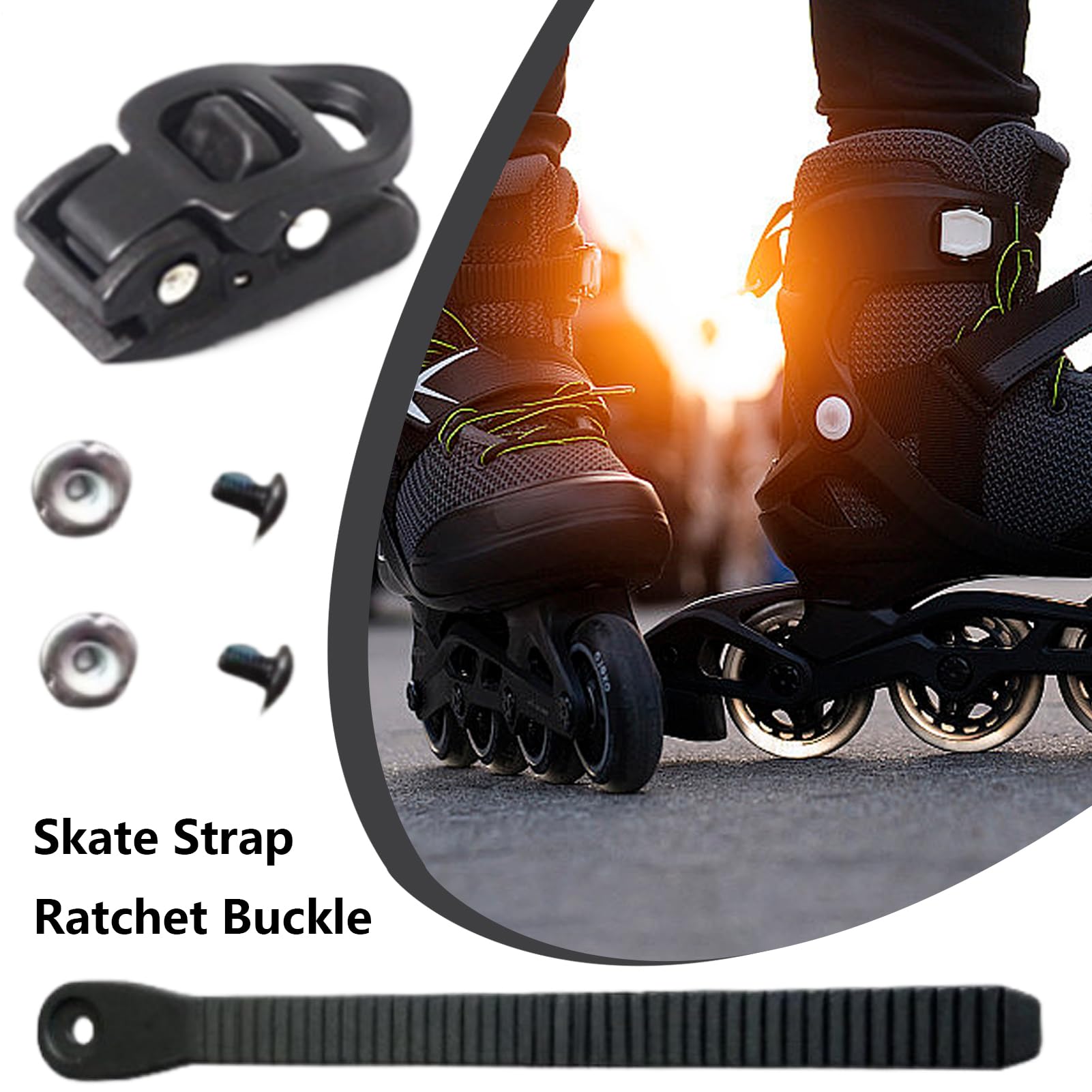 Hebilla para patín, Correa para patín en el Zapato, Kit de Hebillas para Zapatos de Patinaje, Patín de Ruedas Ajustable, cinturón de energía, Cierre de Patines, Correa de Hebilla con Tornillo