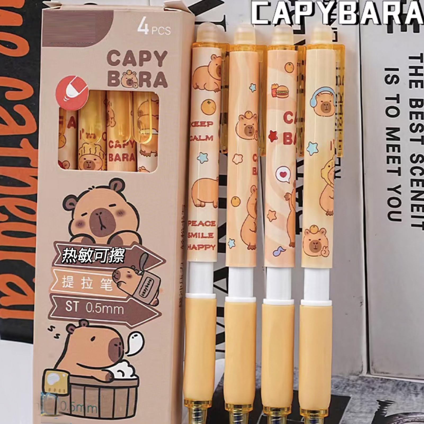 4 Pcs Erasable Gel Pens Cute Retractable Pens 0 5mm Black Ink Smooth Writing Pen Office School Supplies — view 4